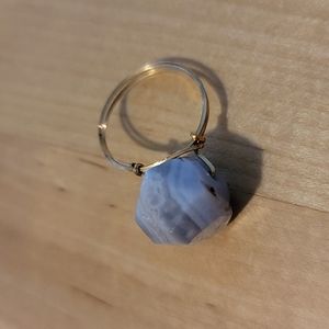 Sarah Briggs Boheme Ring Blue Lace Agate 14K Gold Filled Size 8.5